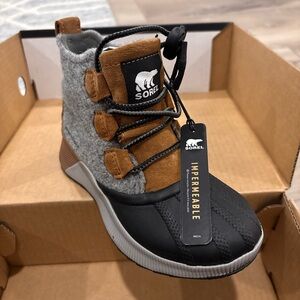 SOLD  Kids Gray and Brown Waterproof Boots